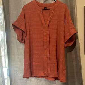 SHEIN Mandarin Collar Orange Blouse Relaxed Fit